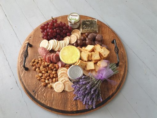 Round Platter with Wrought Iron handles